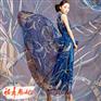 蓝色女装夏装V领气质淑女最爱长裙子