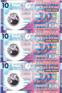 香港10元塑料钞3连体