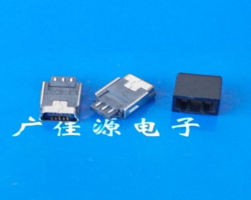 供应连接器Mini USB 5P焊线带护套&nbsp;&nbsp;USB接口连接器