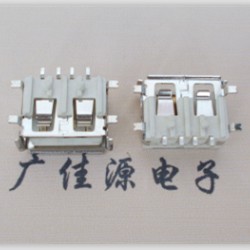 USB短体母座 10.0 mmT字芯90度 鱼叉脚卷边DIP&nbsp;&nbsp;USB接口连接器&nbsp;&nbsp;10.0USB母&nbsp;&nbsp;usb电脑接口