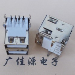 双口USB母座-USB双层无弹片弯脚插板座-无边或有边&nbsp;&nbsp;usb电脑连接器&nbsp;&nbsp;usb电脑接口
